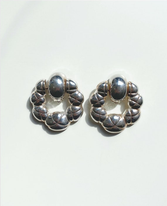 Silver Puffy Ring Clip On Earrings