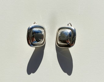 Sterling Silver Rounded Square Earrings