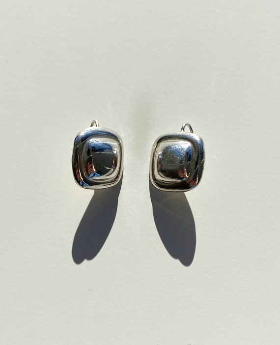 Sterling Silver Rounded Square Earrings