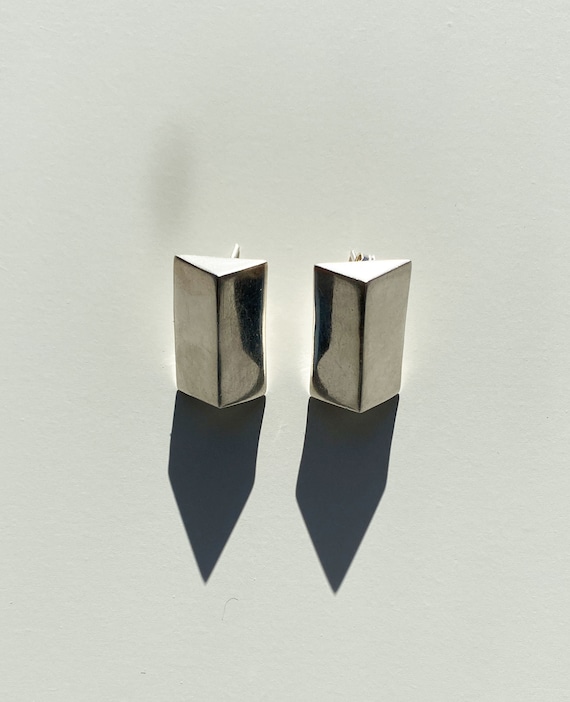 Sterling Silver Triangular Column Earrings