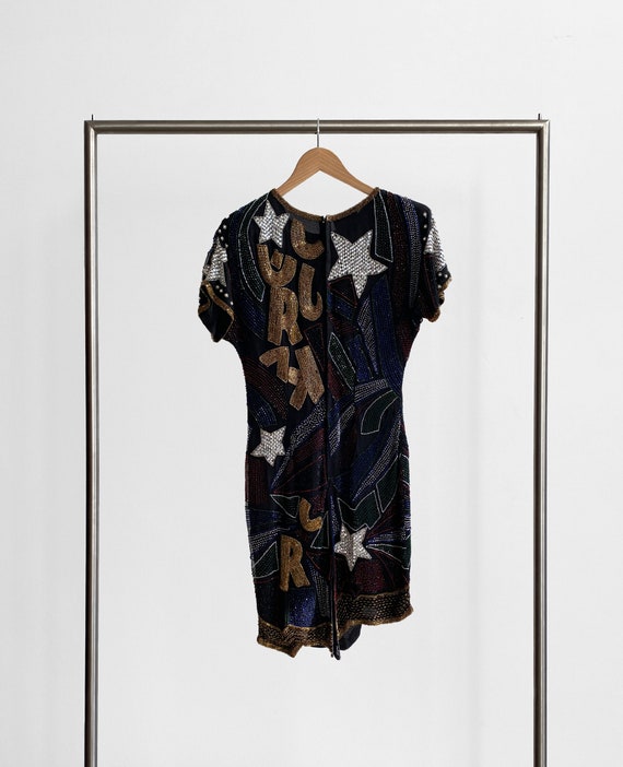 Arin Couture Patterned Beaded Silk Dress - image 2