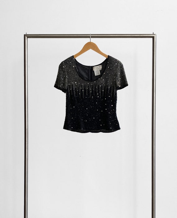 Papell Boutique Silk Sequin Top