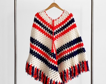 Striped Knit Poncho