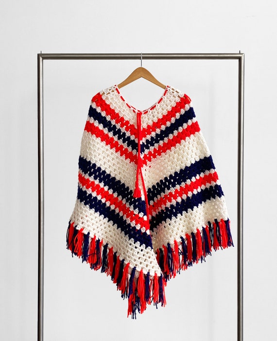 Striped Knit Poncho