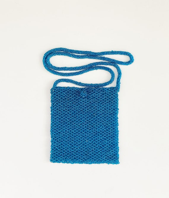 Blue Beaded Crossbody Bag - image 1