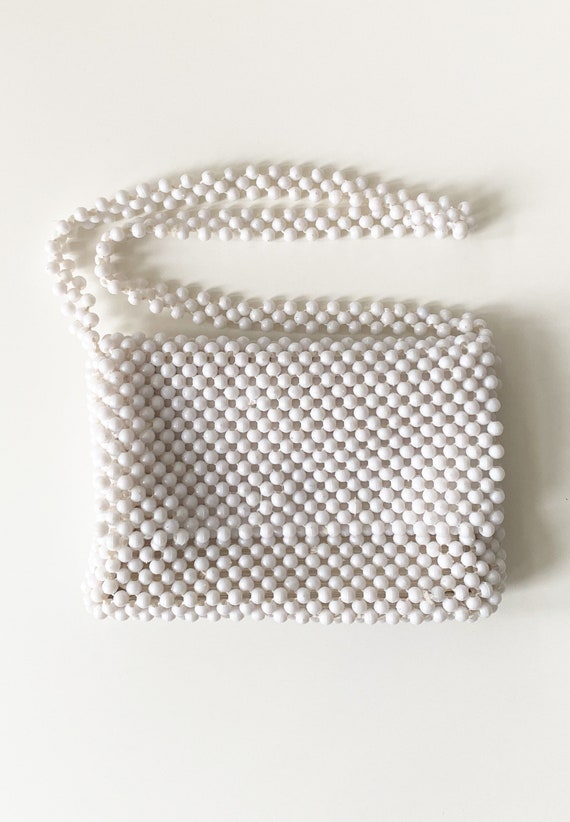 Vintage White Beaded Shoulder Bag