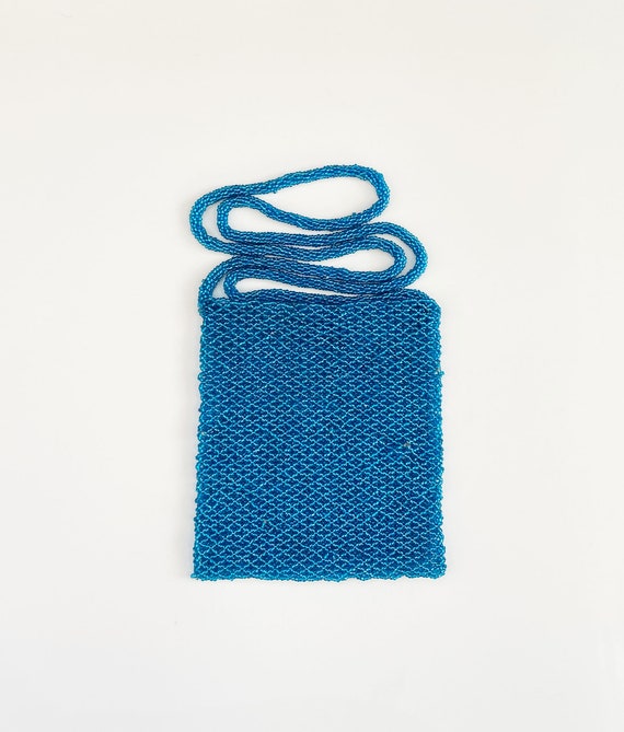 Blue Beaded Crossbody Bag - image 2
