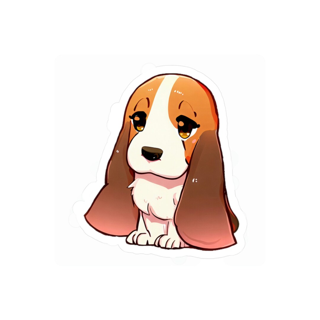Kawaii Chibi Anime Style Basset Hound Kisscut Vinyl Decal Etsy
