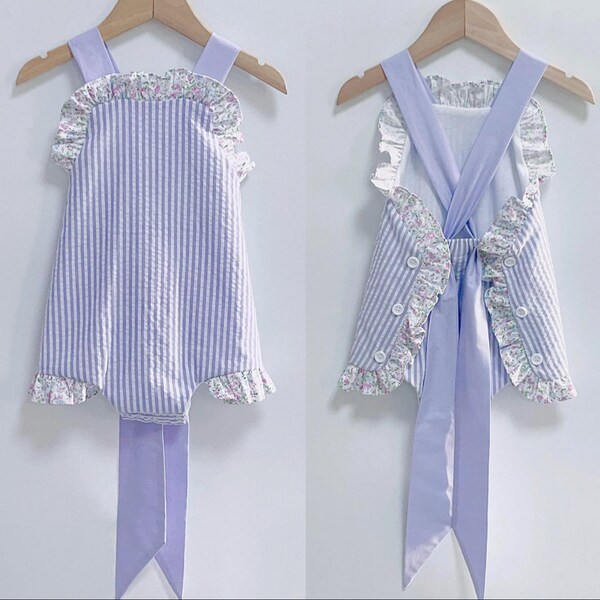 Embroidered/ Monogram Ruffle Sunsuit