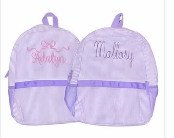 Toddler Seersucker Backpack,Embroidered Toddler Backpack