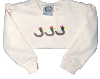 Mallard Duck Puff Sleeve Girls Sweatshirt