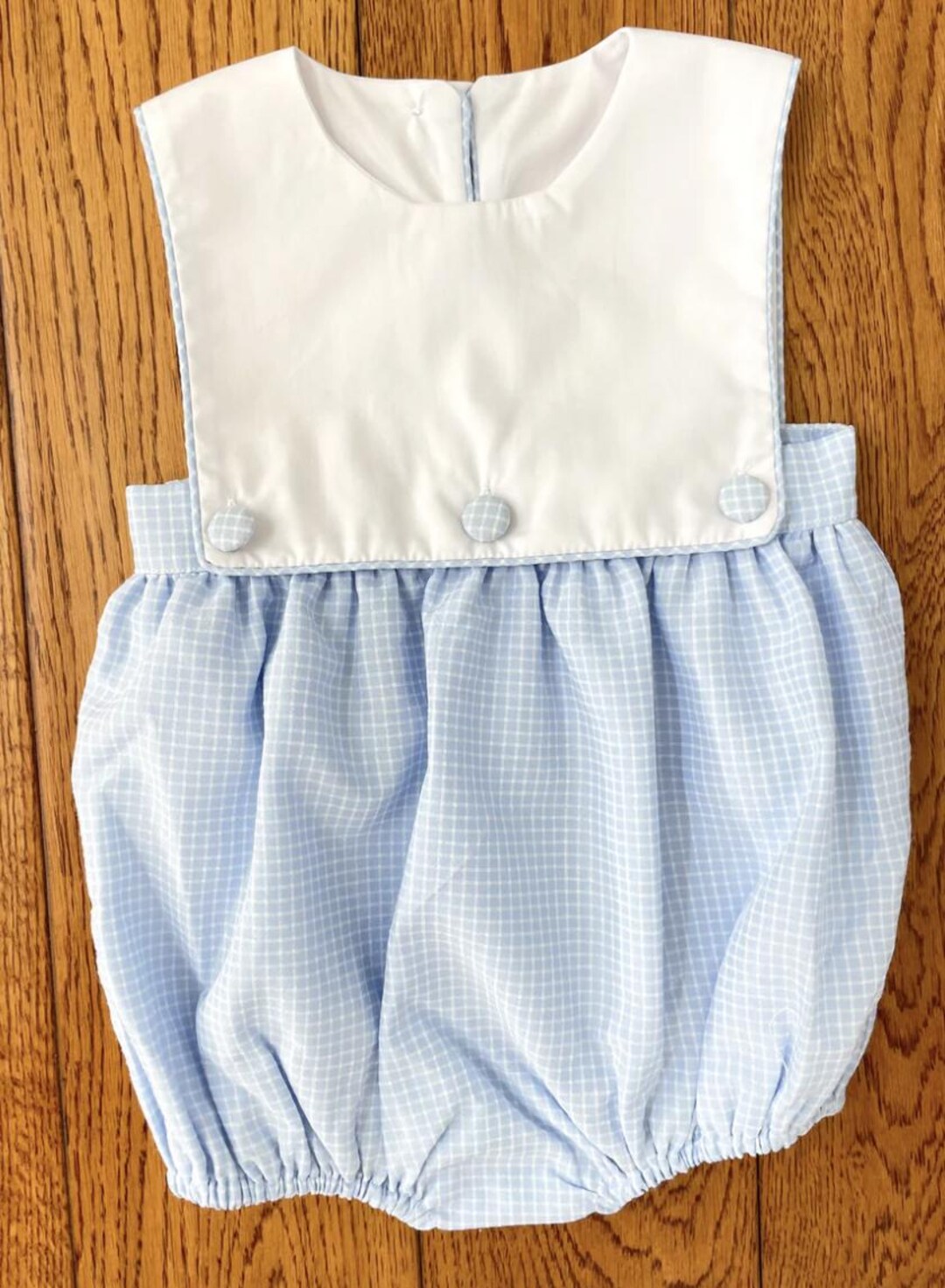 Boys Light Blue Embroidered Back Opening Babysuit