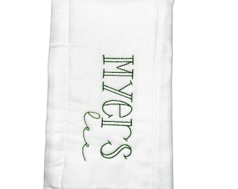 embroidered monogram burp cloth