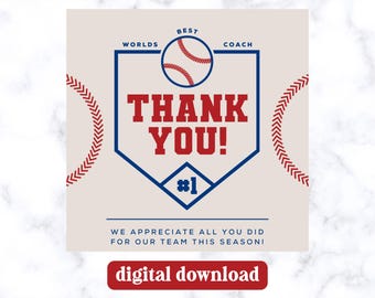 Baseball Coach Gift Tag • Printable Coach Thank You Tag • End of Season Gift • Coach Appreciation • Instant Download PDF