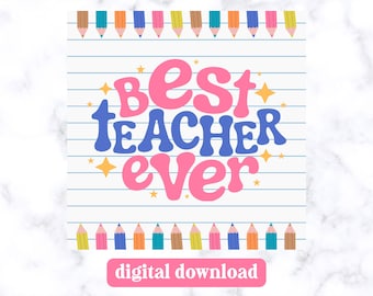 Etiqueta de regalo para el mejor maestro • Etiqueta de crayón para maestro • Regalo imprimible de agradecimiento para maestros • Regalo de fin de año para maestros • Descarga digital