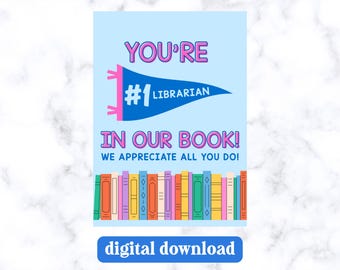 Librarian Gift Tag Printable | Teacher Appreciation Week Gift | You're #1 in Our Book | School Library Favor Tag | Instant Download