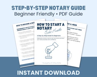 How to Become a Notary Guide PDF | Step-by-Step Digital Download | Notary Certification Help | Instant Download Side Hustle | Career Change