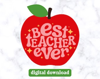 Teacher Appreciation Gift Tag, Best Teacher Ever Tag, Printable Apple Gift Tag, End of Year Teacher Gift, Digital Download, Instant Download