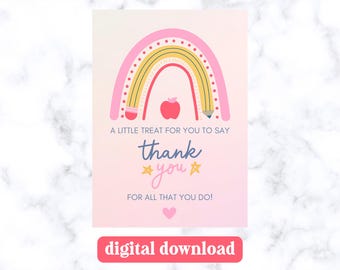 Thank You Teacher Tag • Printable Teacher Appreciation Tag • End of Year Gift • Digital Gift Tag for Teachers • Sweet Teacher • Teacher Gift