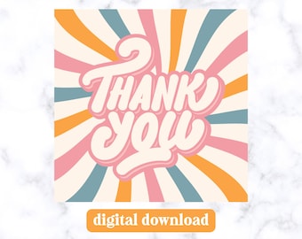 Retro Thank You Gift Tag • Printable Thank You Tag for Any Occasion • Digital Gift Tag • Small Business Packaging • Instant Download