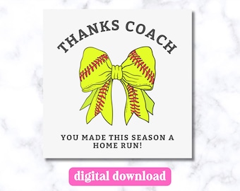 Etichetta regalo per allenatore di softball stampabile • Etichetta di ringraziamento per fuoricampo dell'allenatore • Regalo di fine stagione di softball • Etichetta digitale PDF per apprezzamento dell'allenatore