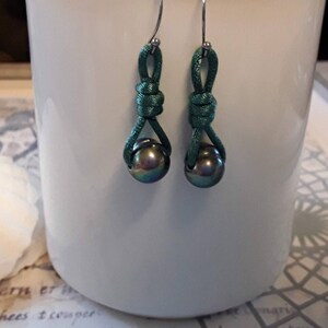 Freshwater Pearl Satin Cord Earrings: Handmade Bridal Jewelry