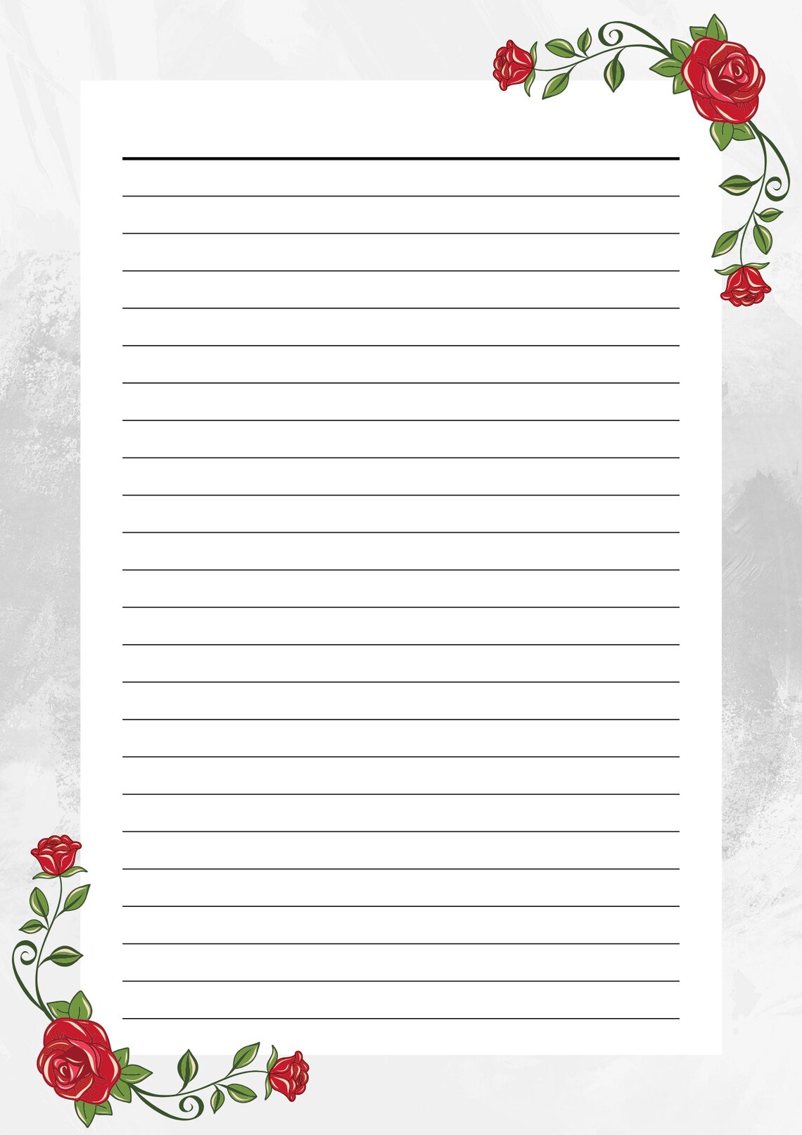 Stationary With Lines and Roses as Decor - Etsy