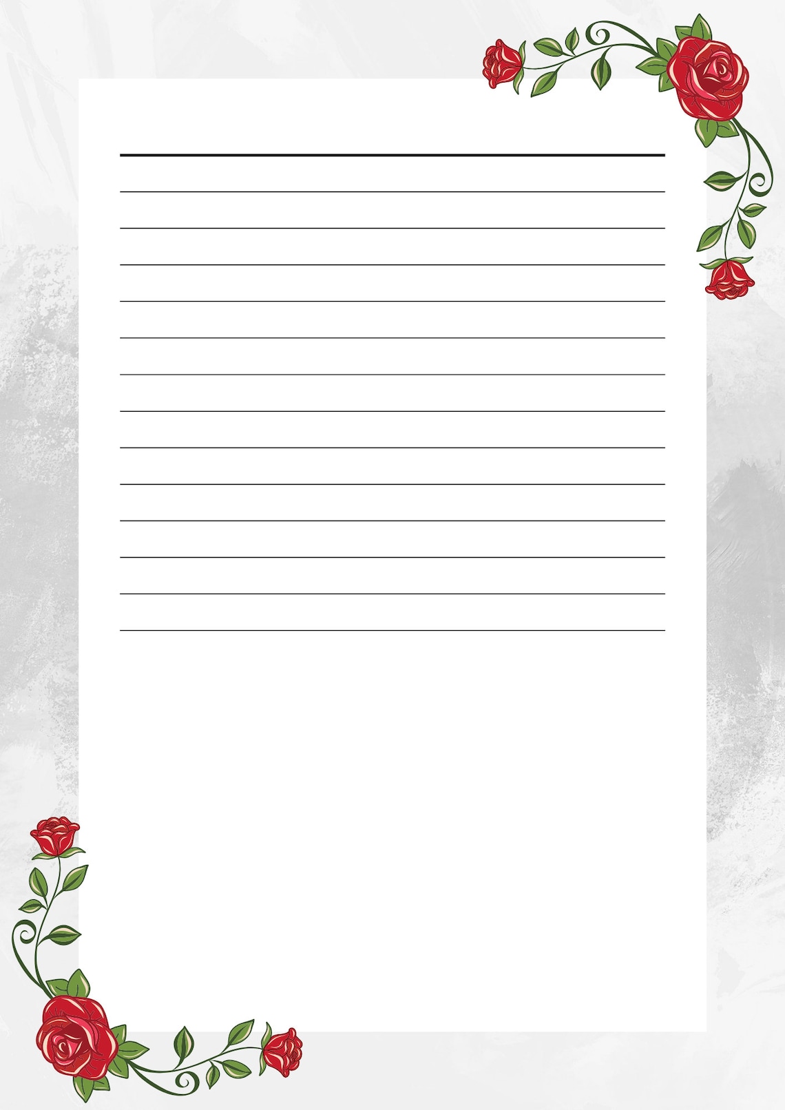 Stationary With Lines and Roses as Decor - Etsy