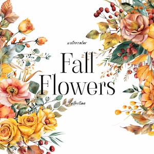 Watercolor Floral Clipart - Watercolor Autumn flowers - Fall Wildflowers clipart png - Floral border - Wedding clipart brown neutral flowers