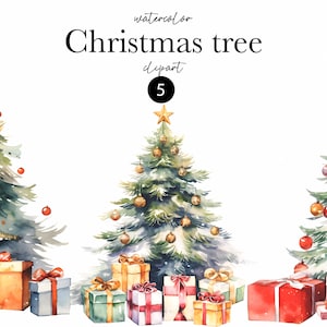 Watercolor Winter Clipart - Watercolor Christmas Tree - Watercolor Christmas Clipart PNG - Decorated Christmas Tree - Christmas clipart