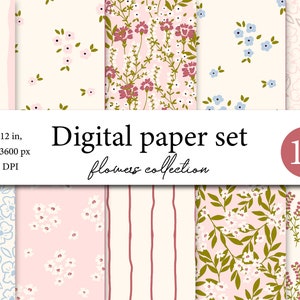 10 bloemen naadloze digitale papieren, bloemen scrapbook papier, Boho achtergronden, commercieel gebruik digitaal papier, botanische patronen, schattige Boho