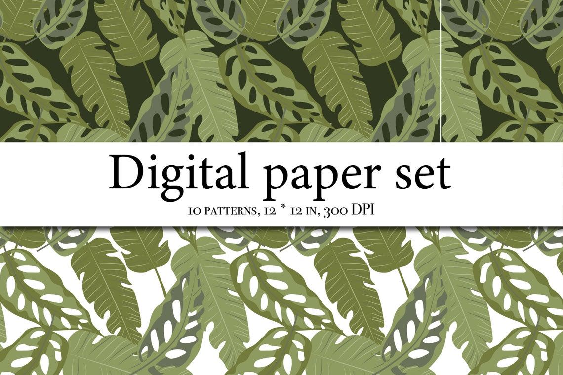Bright Tropical Digital Paper Pack - Tropic Seamless Pattern With ...