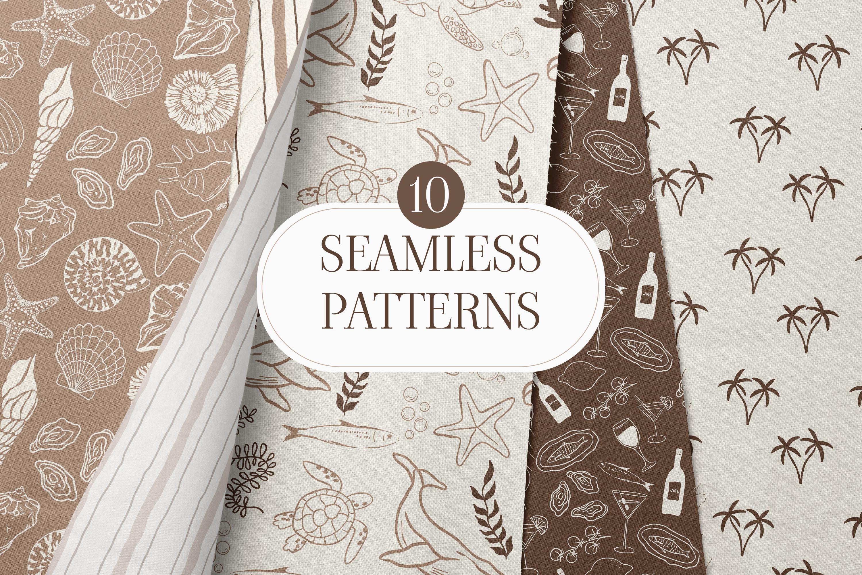 Coastal Beach Seamless Pattern Bundle – Nautical Digital Papers, Ocean ...