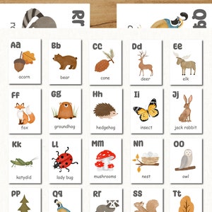 Woodland Alphabet Flashcards Forest Alphabet Cards Homeschool ABC Cards ...