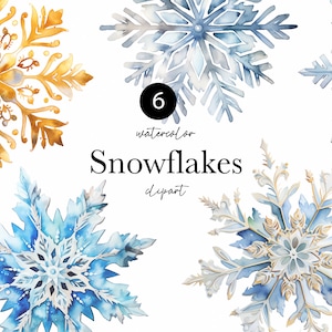 Christmas Clipart - Christmas Snowflakes clipart png - Gold Snowflake png - Watercolor Snowflake - Silver Snowflake clipart - Gold Christmas
