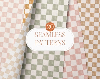 20 Checkered Seamless Patterns – Pastel Gingham Digital Paper, Retro Checkerboard Background, Fabric Texture, Scrapbook & Sublimation Bundle