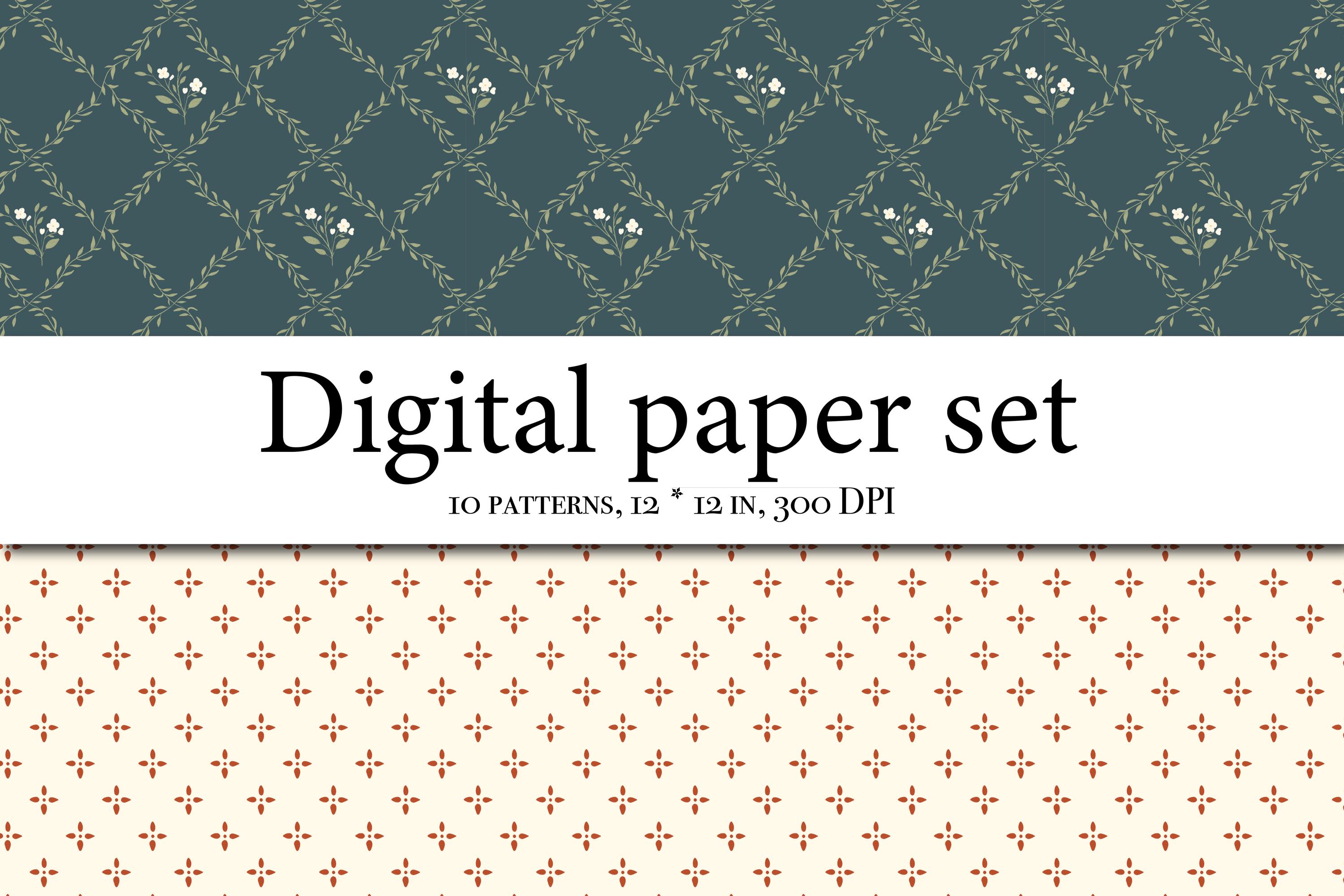 10 Vintage Floral Seamless Patterns Bundle, Cottagecore Botanical ...