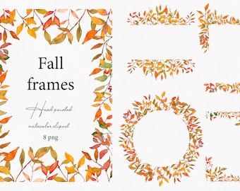 Herbst Blätter Clipart Aquarell Herbst Rahmen Clip Art Herbst Blätter Zweige Laub Kranz Grenze Zweige Beeren Eicheln Rahmen Hochzeit PNG