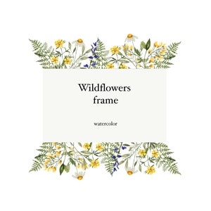 Watercolor Wildflowers Frame Clipart  Wild Flowers Clipart Summer Field Watercolor Floral Frame Botanical Clipart