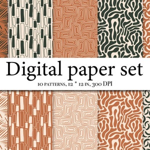 Abstraktes digitales Papier, modernes Pinselstrich-Papierpaket, trendiger abstrakter Hintergrund nahtloses Muster, Boho-Muster, Trendformen