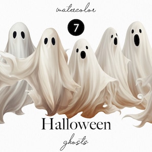 Watercolor Halloween Clipart - Halloween Ghosts clipart png - Watercolor Ghosts clipart - Spooky Halloween decor - Commercial use clipart