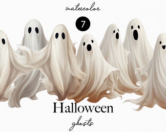 Watercolor Halloween Clipart - Halloween Ghosts clipart png - Watercolor Ghosts clipart - Spooky Halloween decor - Commercial use clipart