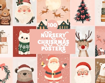 Festliche Wandkunst für Kinderzimmer - Niedliche Weihnachtsposter zum selbst ausdrucken - Kinderzimmer Wand Kunst - Kinderzimmer Wand Kunst