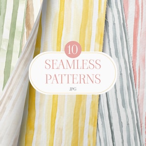 Motivi a strisce senza soluzione di continuità in stile boho-acquerello, motivi JPG colorati per scrapbooking, sublimazione e design, carte digitali a strisce per acquerello