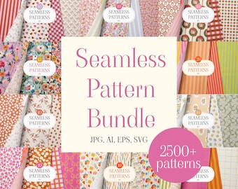 Seamless Pattern Bundle 2500+ Coquette Cottagecore Floral Stripes Hearts Digital Paper JPG AI SVG Scrapbook Fabric Print