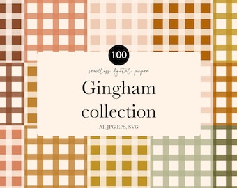 Gingham - Digital Paper Seamless -  Chic Printable Paper Pack - Cute Gingham - Scrapbook Paper - Collage Sheet - Plaid Seamless Paper