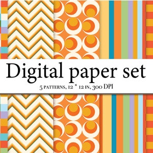 Pattern clipart Hippie Designer Paper - Background - 70s Flower Vintage - Retro Digital Paper - Seamless Pattern - Scrapbook Paper 007