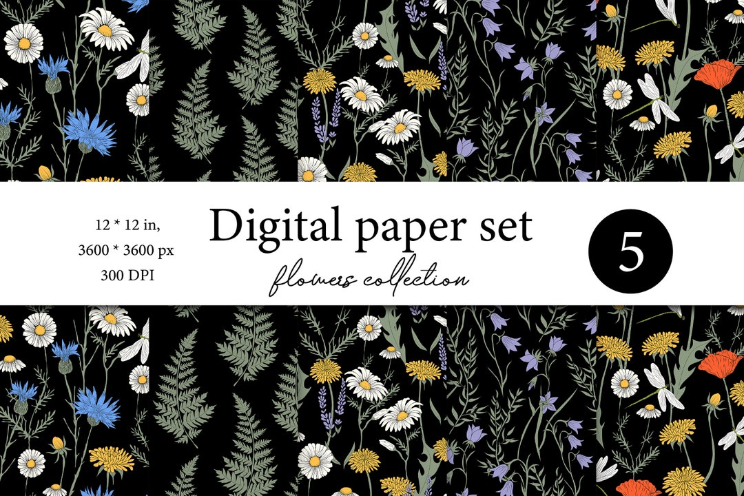 Wildflowers Digital Papers - Scrapbook Paper - Seamless Patterns ...