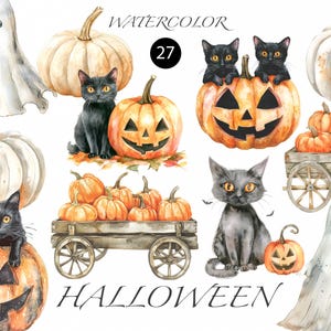 Aquarelle citrouille clipart - automne citrouille png - automne clipart png - Halloween citrouille png - clipart automne pour cartes de voeux - fantômes png