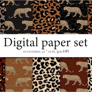 Papier numérique léopard, modèle sans couture avec imprimé animal, clipart papier numérique léopard, téléchargement numérique imprimé léopard